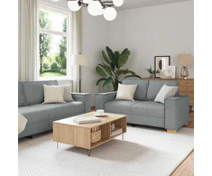 Sofa 3 pcs Šviesiai pilka 220 x 80 x 84 cm Lino mišinio audinys