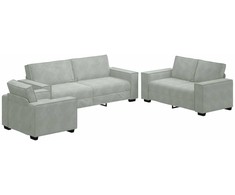 Sofa 3 vnt. Šviesiai pilka Lino mišinio audinys