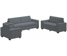 Sofa Sofos komplektas 3 pcs Tamsiai pilka 221 x 80 x 80 cm Aksomas