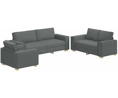 Sofa 3 pcs Tamsiai pilka 220 x 80 x 84 cm Lino mišinio audinys