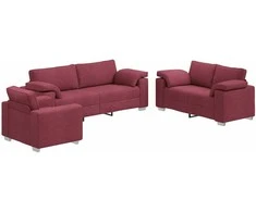 Sofa 3 pcs Vėjo raudona 219 x 80 x 82 cm Lino mišinio audinys
