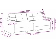 Sofa Sofos komplektas 3 pcs Juoda 221 x 80 x 80 cm Aksomas