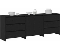Kabalas su stalčių 3 pcs Juoda 70 x 41 x 75 cm Apdirbta mediena