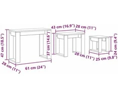 Sustūmiami staliukai 3 pcs Juodas ąžuolas Apdirbta mediena