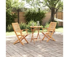 Lauko baldų komplektas Sulankstomas bistro rinkinys 3 pcs Ruda Kietos akacijos mediena