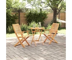 Lauko baldų komplektas Sulankstomas bistro rinkinys 3 pcs Ruda Kietos akacijos mediena
