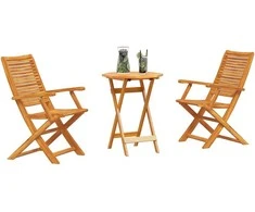 Lauko baldų komplektas Sulankstomas bistro rinkinys 3 pcs Ruda Kietos akacijos mediena