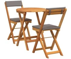 Lauko baldų komplektas Sodo valgomojo komplektas su pagalve 3 pcs Natūralus aliejus