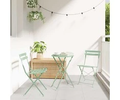Lauko baldų komplektas Sulankstomas bistro rinkinys 3 pcs Jūros putos Plienas
