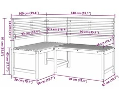 Lauko baldų komplektas Sodo suolelių komplektas 3 pcs Ruda Kietos akacijos mediena