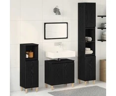 Vonios baldų rinkinys su saugykla 3 pcs Juodas ąžuolas