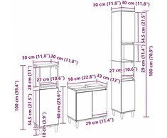 Vonios baldų rinkinys su saugykla 3 pcs Juodas ąžuolas