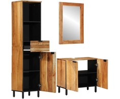 Vonios baldų rinkinys 3 pcs Ruda akacijos medienos masyvas