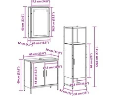 Vonios baldų rinkinys 3 vnt. Ruda 33 x 33 x 120,5 cm