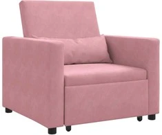 Fotelis Ištraukiamas sofa-lova vienvietis Šviesiai rožinė Aksomas