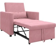 Fotelis Ištraukiamas sofa-lova vienvietis Šviesiai rožinė Aksomas