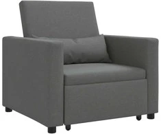 Fotelis Ištraukiamas sofa-lova vienvietis su ratu Tamsiai pilka audinys