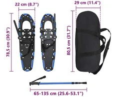 3 in 1 sniego batai su žygio lazdelėmis Mėlyna ir juoda