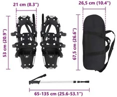 3 in 1 sniego batai su žygio lazdelėmis Sidabrinė ir juoda