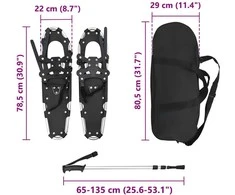 3 in 1 sniego batai su žygio lazdelėmis Sidabrinė ir juoda
