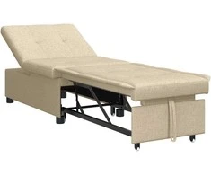 Ištraukiama sofa-lova Kreminė 194 x 50 x 82 cm audinys