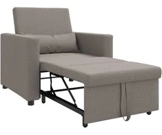 Fotelis Ištraukiamas sofa-lova vienvietis Taupe 90 x 165 x 87 cm