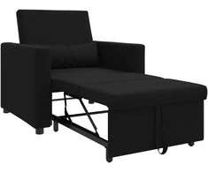 Ištraukiamas sofa-lova vienvietis Juoda 90 x 165 x 87 cm