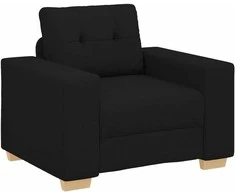 Sofa 3 pcs Juoda 221 x 80 x 80 cm Lino mišinio audinys