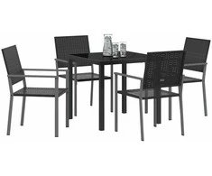 Lauko baldų komplektas Sodo valgomojo komplektas 5 pcs Juoda PE ratanas