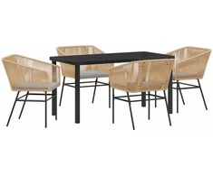 Lauko baldų komplektas Sodo valgomojo komplektas su pagalve 5 pcs Ruda