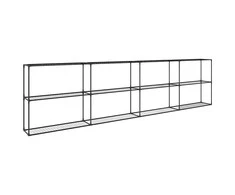 3 lentynų augalų stovas Juoda 400 x 32 x 104 cm Plienas