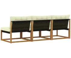 3 vnt. Lauko Vidurinis Sofa Kietos akacijos mediena Natūrali