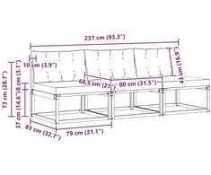 3 vnt. Lauko Vidurinis Sofa Kietos akacijos mediena Natūrali