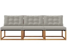 3 vnt. Lauko Vidurinis Sofa Kietos akacijos mediena Natūrali