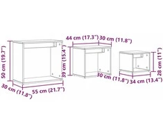 Suklijuotas stalas 3 pcs Juodas ąžuolas Apdirbta mediena