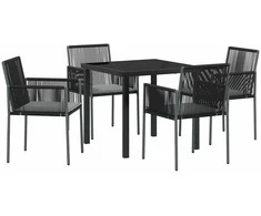 Lauko baldų komplektas Sodo valgomojo komplektas 5 pcs Juoda PE ratanas