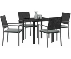 Lauko baldų komplektas Sodo valgomojo komplektas 5 pcs Juoda ir šviesiai pilka