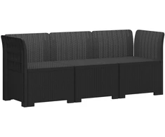 3-vietė Sodo Sofa Rattan Išvaizda PP Antracito