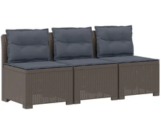 3-vietė sodo sofa su pagalvėlėmis, Rattan išvaizda PP