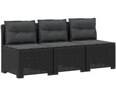 3-vietė sodo sofa su pagalvėlėmis, Rattan išvaizda PP Antracito