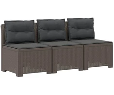 3-vietė sodo sofa su pagalvėlėmis, Rattan išvaizda PP