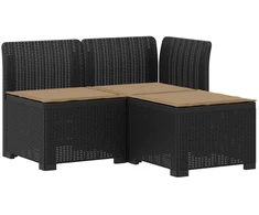 3-vietė sodo sofa su pagalvėlėmis, Rattan išvaizda PP Antracito