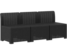 3-vietė sodo sofa su pagalvėlėmis, Rattan išvaizda PP Antracito