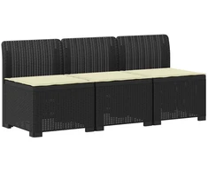 3-vietė sodo sofa su pagalvėlėmis, Rattan išvaizda PP Antracito
