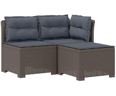 3-vietė sodo sofa su pagalvėlėmis, Rattan išvaizda PP