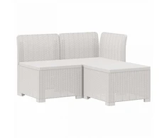 3-vietė sodo sofa su pagalvėlėmis, Rattan išvaizda PP Balta