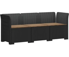 3-vietė sodo sofa su pagalvėlėmis, Rattan išvaizda PP Antracito