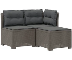3-vietė sodo sofa su pagalvėlėmis, Rattan išvaizda PP