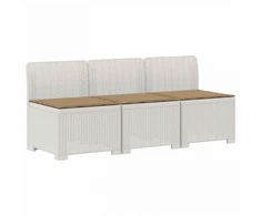 3-vietė sodo sofa su pagalvėlėmis, Rattan išvaizda PP Balta