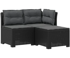 3-vietė sodo sofa su pagalvėlėmis, Rattan išvaizda PP Antracito